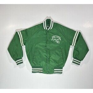 Vintage New York Jets Satin Jacket Chalk Line Chalkline Youth Kids 10-12 RARE